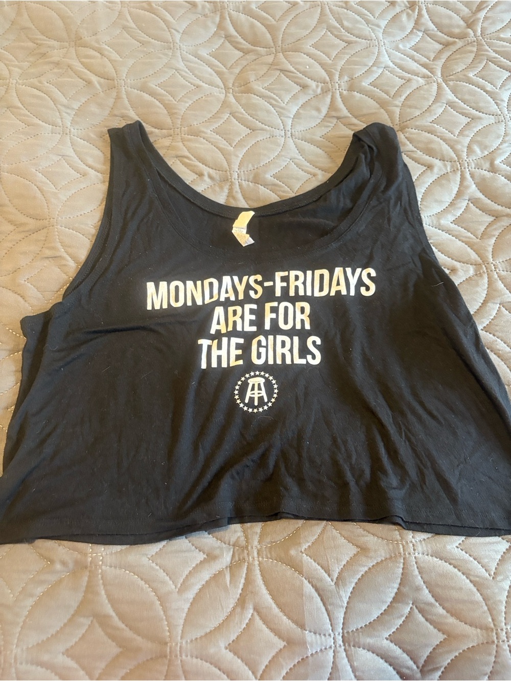 Black Cropped Tank with "Mondays-Fridays Are For The Girls" Graphic